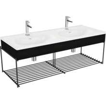 Meuble-lavabo avec deux vasques, robinetteries et étagère de rangement