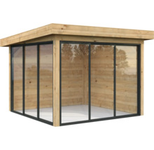 Holzgartenhaus mit Glaselementen