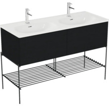 Waschtischunterschrank mit zwei Waschbecken und Ablageregal