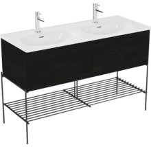 Waschtisch mit zwei Waschbecken, Unterschrank und Ablage