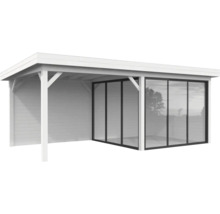 Weisser Pavillon mit Schiebetüren aus Glas