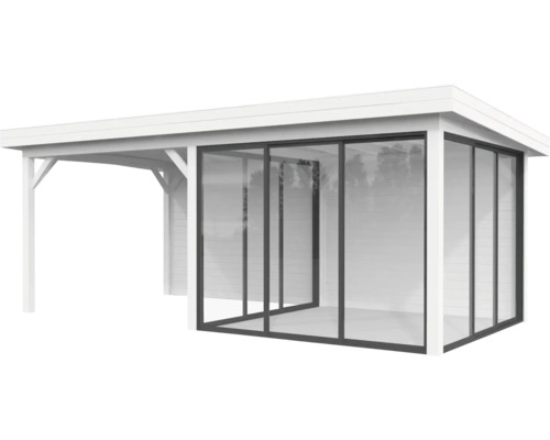 Pavillon Palmako Lenna Slide Plus 16,6 m² Set 706 588 x 300 cm weiß Holz Pavillon mit Schiebetüren
