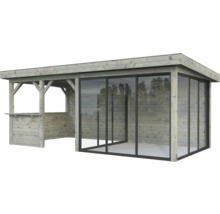 Holzpavillon mit Glasschiebetüren