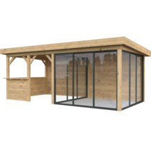 Holz Gartenhaus mit Glasschiebetüren und Bar