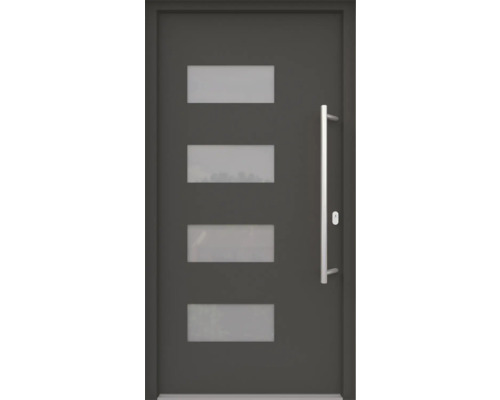 Porte d''entrée avec quatre vitrages rectangulaires et une poignée