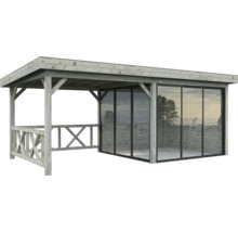 Überdachter Pavillon mit Glasfront für den Garten