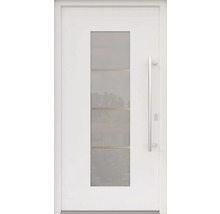 Porte d''entrée blanche avec insert en verre et poignée
