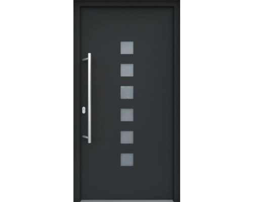 ARON Porte d'entrée ARON 3151 composite aluminium-plastique RAL 7016 gris anthracite 1000x2100 mm recouvrant le vantail s/un côté tirant gauche y compris jeu de poignée de poussée, poignée intérieure en acier inoxydable, cylindre profilé avec 3 clés