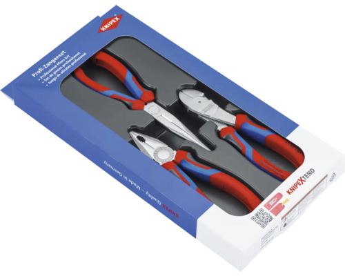 Knipex Montagezangen-Set inklusive Kombizange, Flachrundzange mit Schneide, Seitenschneider 3-tlg