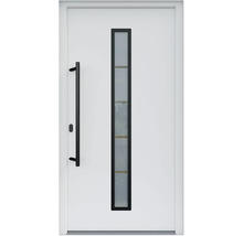 Porte d''entrée blanche avec insert en verre et poignée