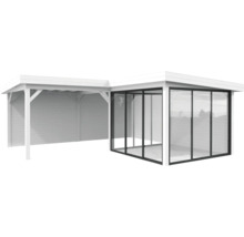 Holz Gartenhaus mit Veranda und Glasschiebewänden