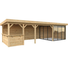 Holzgartenhaus mit Bar und Schiebetüren