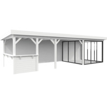 Weißer Pavillon mit Schiebetüren