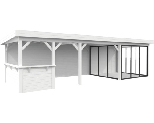 Pavillon Palmako Lenna Slide Plus 24,9 m² Set 716 876 x 300 cm weiss Weißer Pavillon mit Schiebetüren