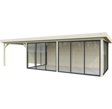 Abri de jardin en bois avec portes coulissantes