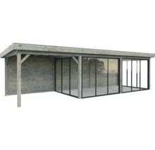 Holzgartenhaus mit Glasschiebetüren