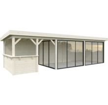 Holzgartenhaus mit Schiebefenstern