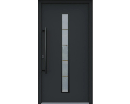 ARON HaustürARON 3171 Aluminium-Kunststoff-Verbund RAL 7016 anthrazitgrau 1000x2100 mm einseitig flügelüberdeckend DIN Links inkl.Stossgriffset,Innendrücker in Schwarz,Profilzylinder mit 3 Schlüsseln