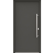 Porte d''entrée grise avec poignée et serrure