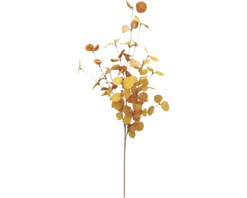 Fleur artificielle branche d'eucalyptus fibre synthétique métal h 68 cm orange Branche d''eucalyptus décorative avec feuilles rondes pour la décoration intérieure