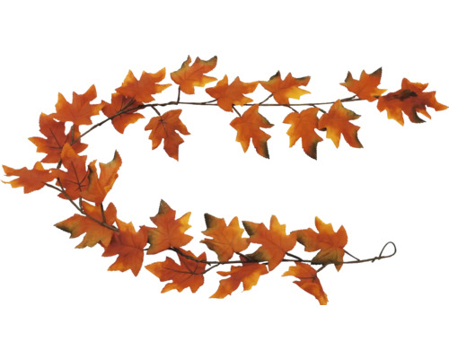 Guirlande de plantes artificielles feuilles d'érables fibres synthétiques métal L 135 cm orange Guirlande décorative avec des feuilles d''automne