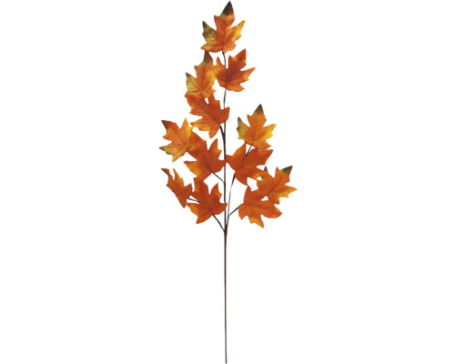 Fleur artificielle branche feuilles d'érable fibre synthétique métal h 76 cm orange Branche décorative avec des feuilles d''érable pour les décorations d''automne