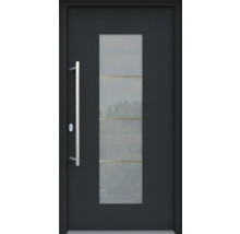Porte d''entrée moderne avec insert en verre et poignée en acier inoxydable