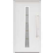 Porte d''entrée blanche avec insert en verre et poignée