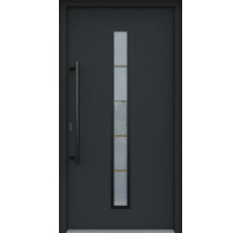 Porte d''entrée moderne avec insert en verre et barre de poignée