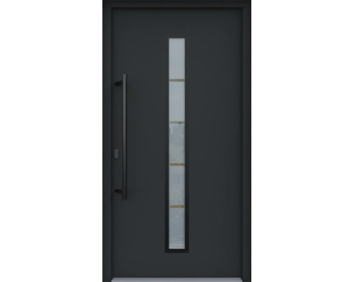 Porte d''entrée moderne avec insert en verre et barre de poignée