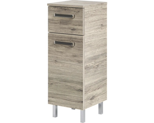 Meuble bas de salle de bains avec deux tiroirs et pieds