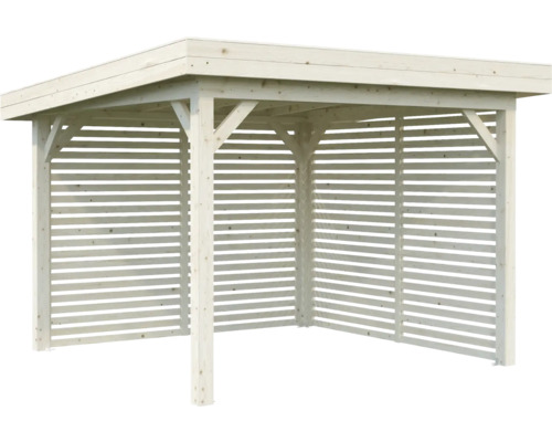 Carport en bois avec parois à lamelles