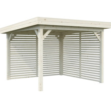 Holzpavillon mit Lamellenwänden für den Garten