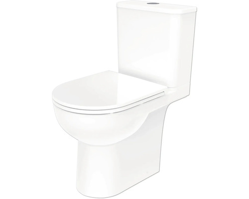 Set de WC combiné form&style PALMYRA cuvette à fond creux bride de rinçage ouverte blanc brillant avec abattant WC et technologie Turbo-Flush