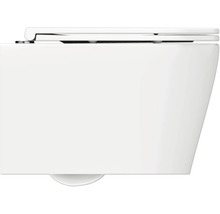 Vue détaillée de toilettes suspendues avec couvercle de toilette