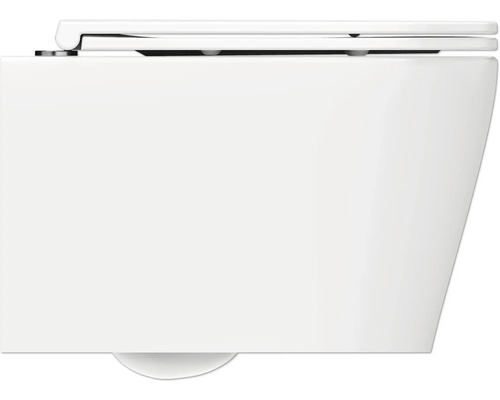 Vue détaillée de toilettes suspendues avec couvercle de toilette