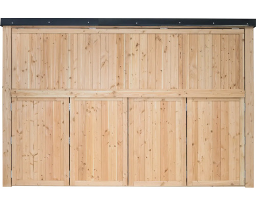 Porte coulissante en bois pour abri de jardin