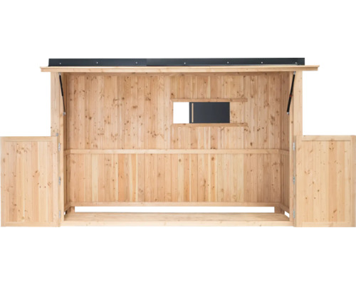 Abri en bois avec fenêtre et portes