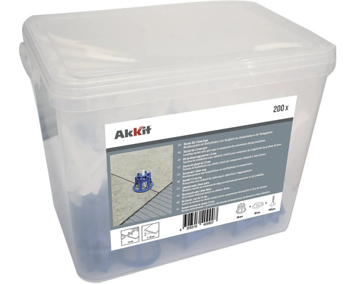 Système de nivellement kit de démarrage Akkit avec 50 cylindres rotatifs, 100 pattes filetées pour distance entre les joints 1,5 mm avec protection anti-égratignures intégrée et épaisseur de carrelage 3-20 mm Akkit Système de nivellement de carreaux Kit de démarrage joint de 1,5 mm