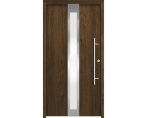 Porte en bois avec insert en verre et poignée en acier inoxydable