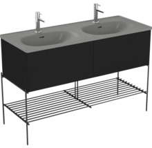 Waschtisch mit zwei Waschbecken, Unterschrank und Ablage