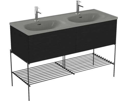 Waschtisch mit zwei Waschbecken, Unterschrank und Ablage