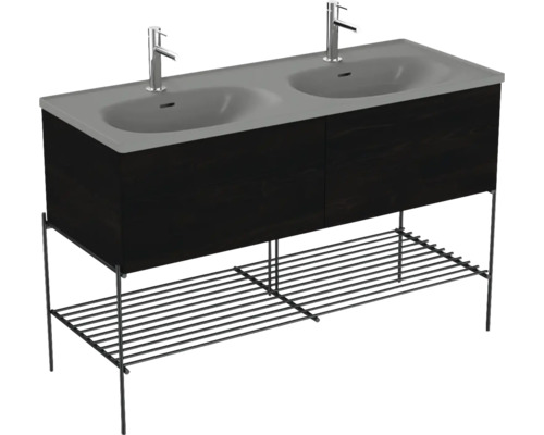 Doppelwaschbecken mit Unterschrank VitrA Equal BxHxT 133x86x52 cm Frontfarbe ulme 66529 Waschtisch mit Unterschrank, Doppelwaschbecken und Ablageregal