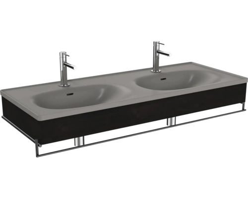 Doppelwaschbecken mit Blende VitrA Equal BxHxT 132.5x20x52 cm Frontfarbe ulme 66065 Waschtisch mit zwei Waschbecken und Handtuchhalter