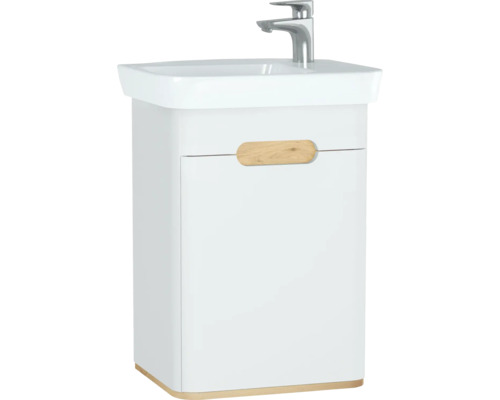 Lavabo avec meuble bas VitrA Sento lxhxp 50x69.37x5 cm couleur de façade blanc mat 60777 Meuble sous-lavabo avec lavabo et robinetterie