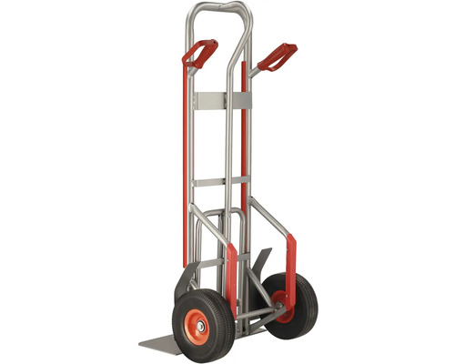 Diable en métal avec poignées et roues rouges