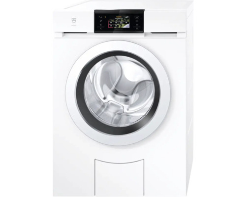 Lave-linge V-ZUG AdoraWaschen V4000 OptiDos capacité 8 kg 1600 t/min tirant gauche 1104200008 Vue de face d''un lave-linge avec affichage numérique