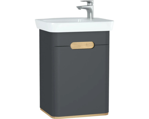 Lavabo avec meuble bas VitrA Sento lxhxp 50x69.37x5 cm couleur de façade anthracite mat 60801 Meuble-lavabo avec lavabo, robinet et meuble sous-lavabo
