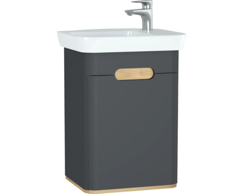 Lavabo avec meuble bas VitrA Sento lxhxp 50x69.37x5 cm couleur de façade anthracite mat 60803 Meuble-lavabo avec meuble sous-vasque et robinetterie