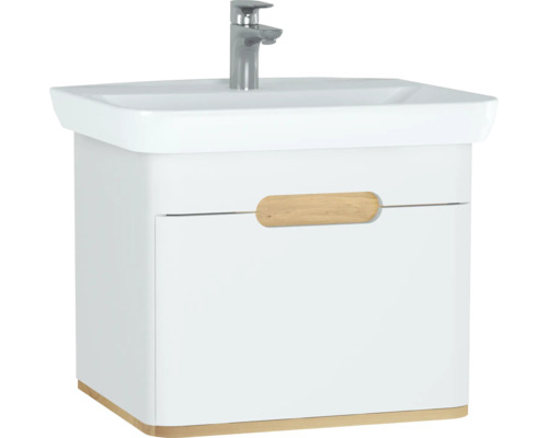 Lavabo avec meuble bas VitrA Sento lxhxp 63x52x49 cm couleur de façade blanc mat 60812 Meuble sous-lavabo avec lavabo et robinet